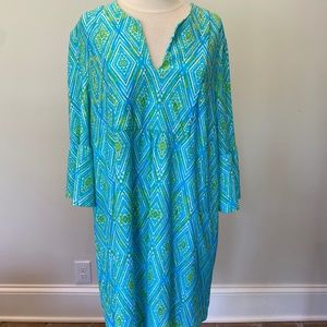 Jude Connally Kerry Dress Turquoise Painted Diamond XL